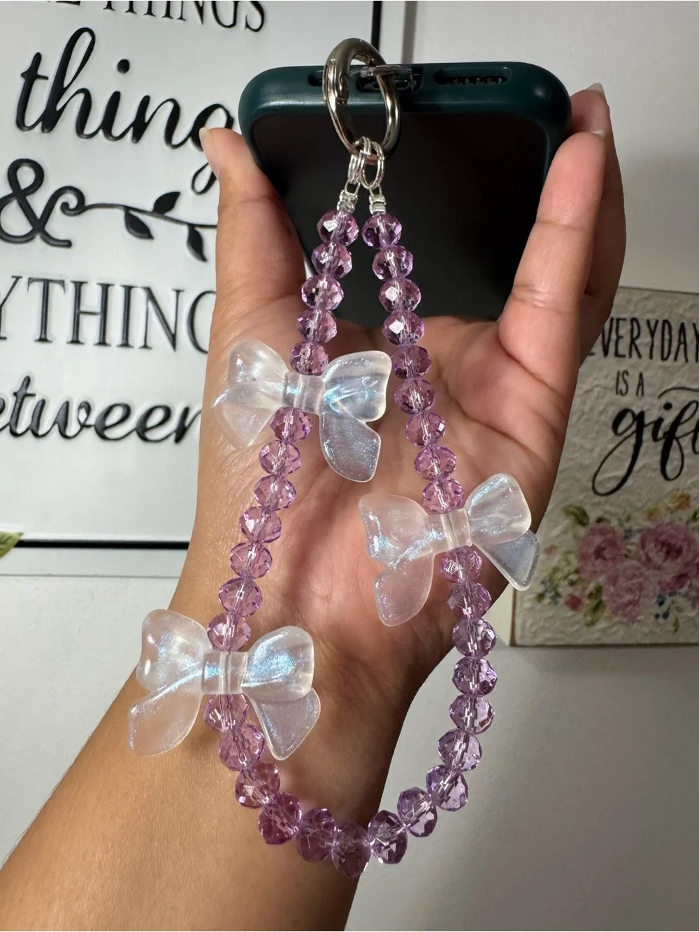 Bling Bling Purple with Bow Phone/Key/Bag Chain #P1104